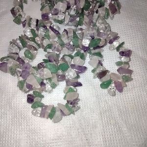 Vintage long Glass gem Stone necklace